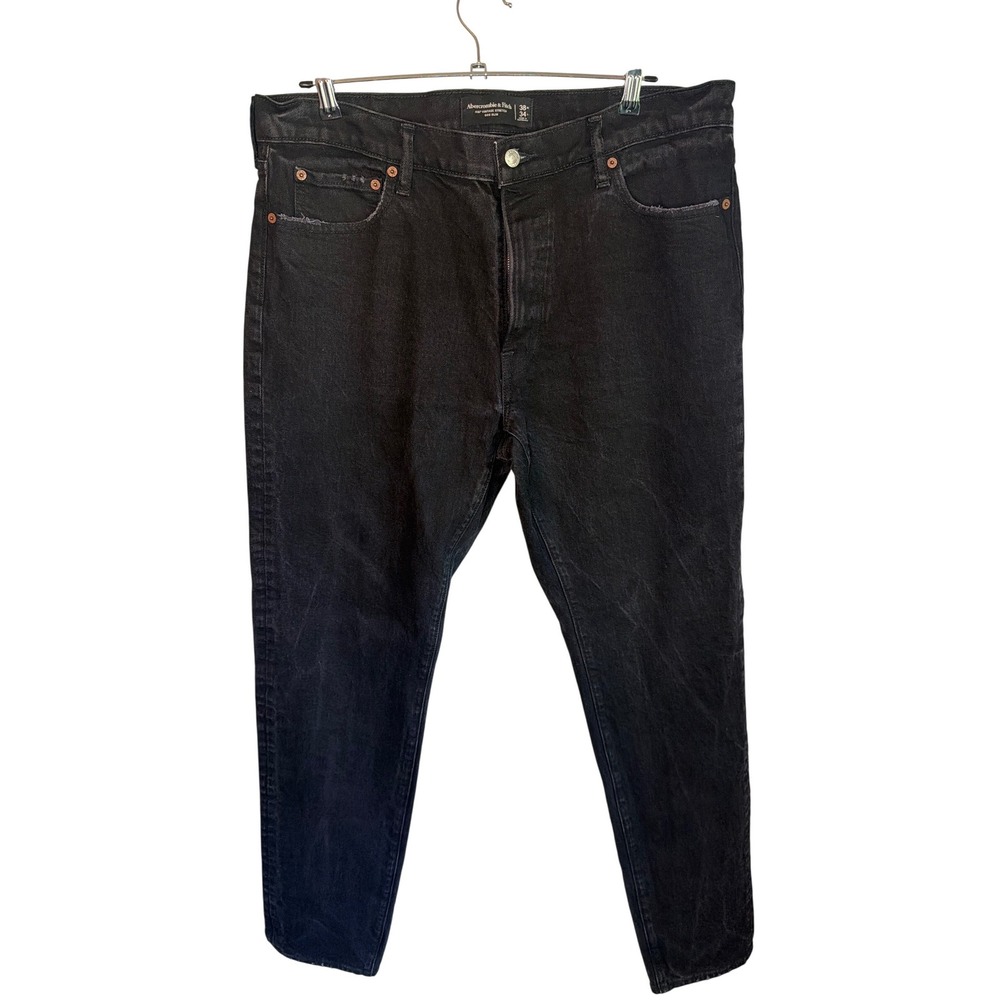 Abercrombie Fitch Mens 38W 33 Black Denim 90s Slim Vintage Stretch Jeans